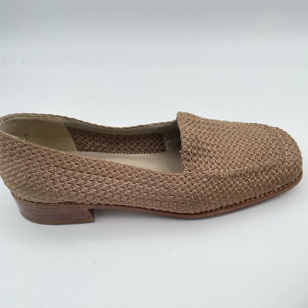 Stuart Weitzman‎ Loafers Womens Size 6 M Taupe Woven Cord Flexible Slip-On Shoes